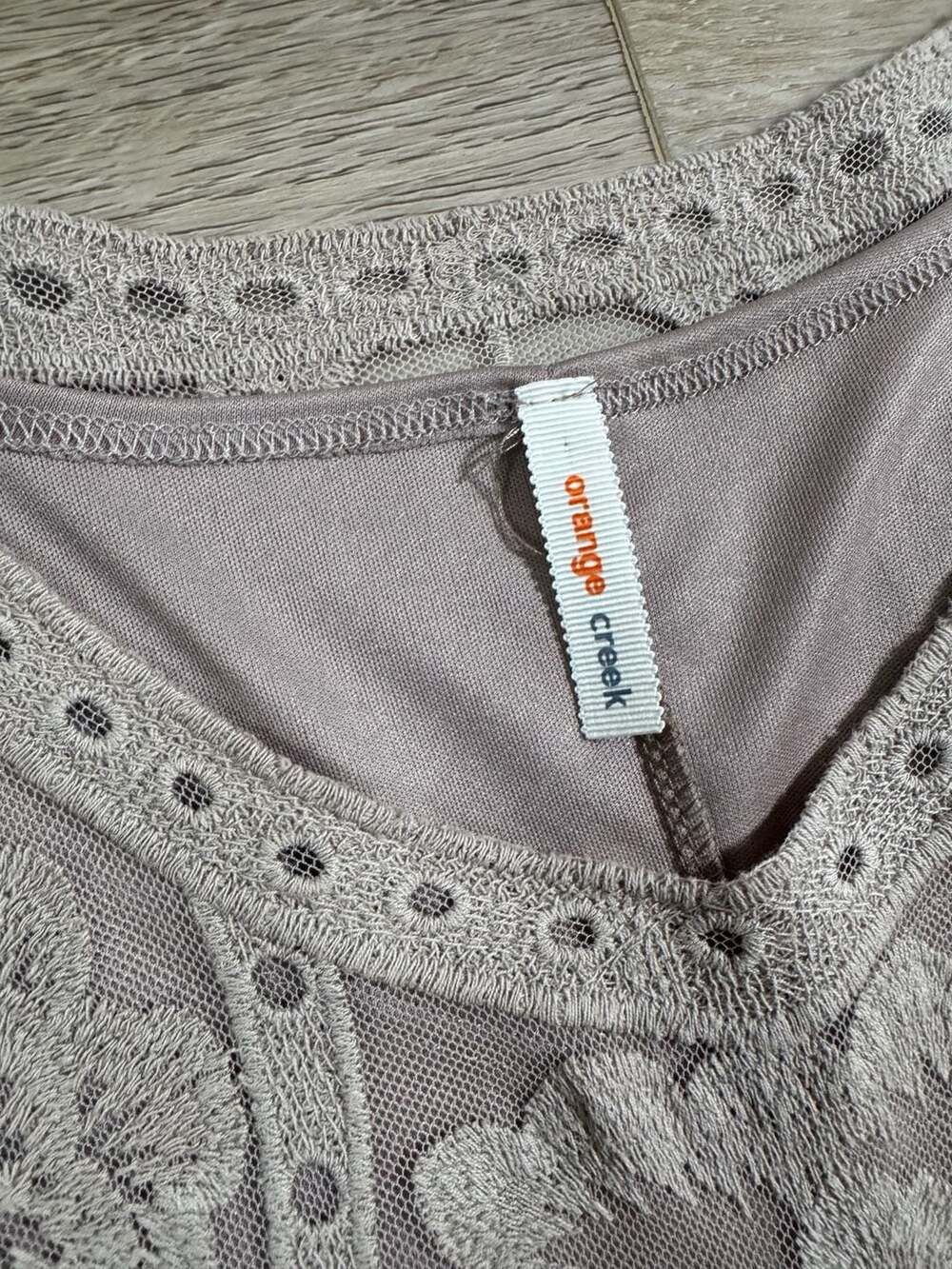Orange Creek M/L Beige Embroidered Lace Midi Dress Lined Boho Floral - Picture 3 of 16